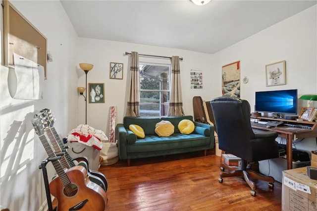 office space featuring dark hardwood / wood-style floors