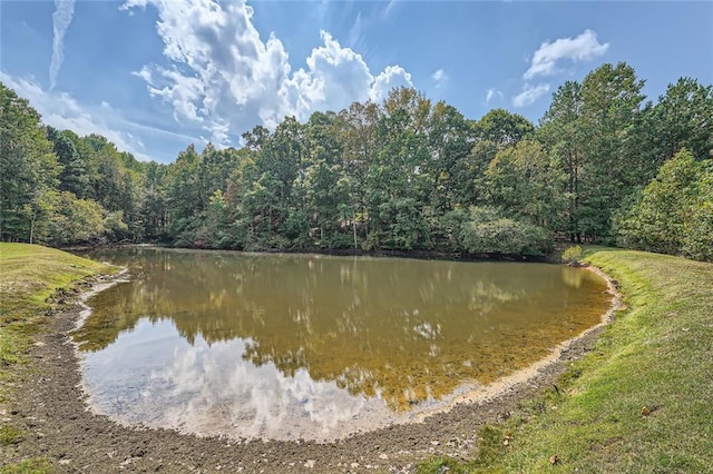 view of water feature featuring a wooded view