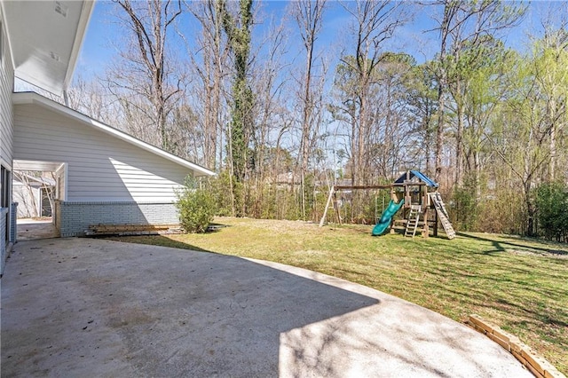 view of yard featuring a playground