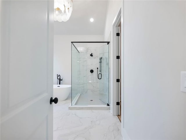 bathroom with plus walk in shower