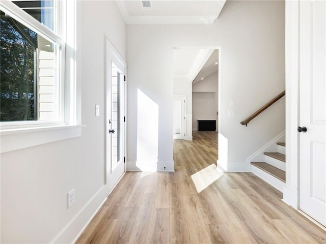 entryway with light wood-type flooring