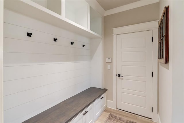 mudroom featuring light wood-style flooring