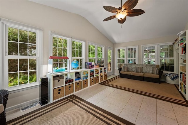 3912 Edenton Ct NE, Brookhaven, GA 30319 - sunroom featuring vaulted ceiling, tile patterned floors, and plenty of natural light