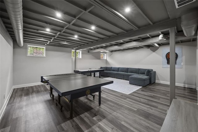 3912 Edenton Ct NE, Brookhaven, GA 30319 - rec room featuring baseboards and dark wood-style flooring