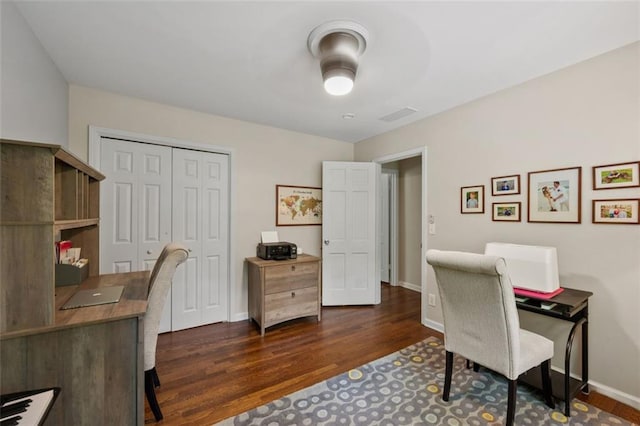 3912 Edenton Ct NE, Brookhaven, GA 30319 - home office featuring dark wood-type flooring and baseboards