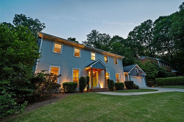 3912 Edenton Ct NE, Brookhaven, GA 30319 - colonial-style house with a front yard, a garage, and driveway
