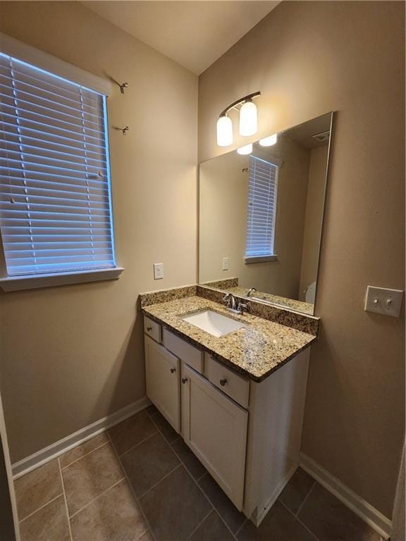 bathroom featuring tile patterned flooring and vanity