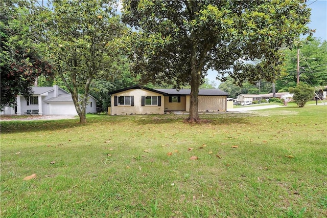 3355 Wesley Chapel Rd, Decatur, GA 30034 - ranch-style house with a front yard, a garage, and brick siding