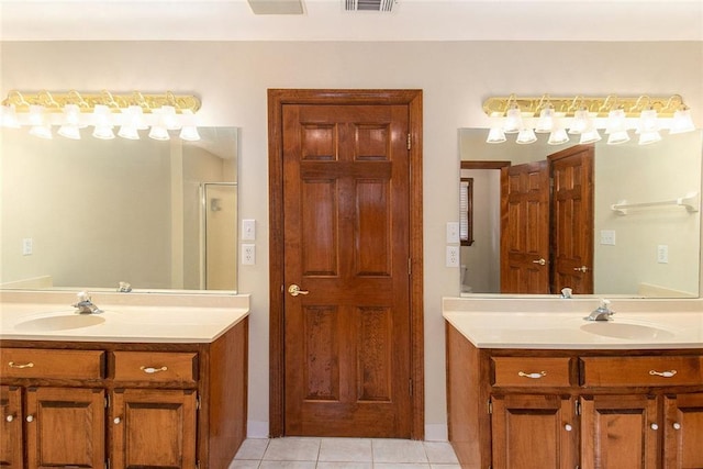 402 Clyde Ct, Mcdonough, GA 30252 - full bath with vanity, tile patterned floors, and a stall shower