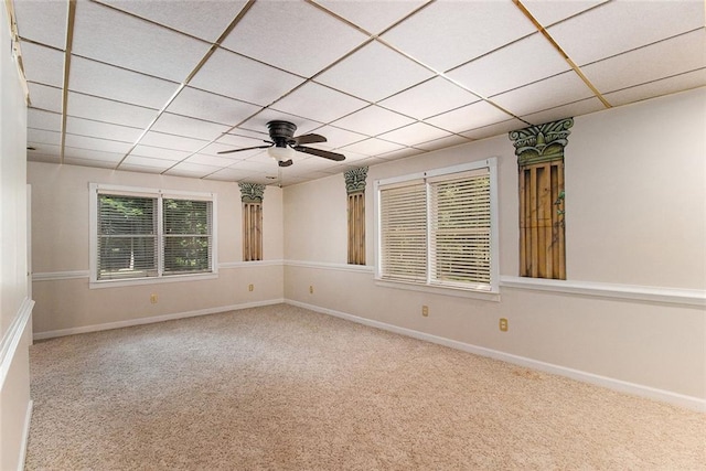 402 Clyde Ct, Mcdonough, GA 30252 - spare room featuring carpet flooring, a drop ceiling, and a ceiling fan