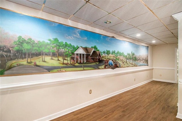 402 Clyde Ct, Mcdonough, GA 30252 - spare room featuring a drop ceiling, wood finished floors, and recessed lighting