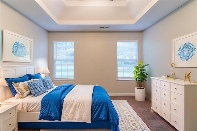 6304 Kendra Ln, Lithonia, GA 30058 - bedroom featuring a tray ceiling and dark colored carpet
