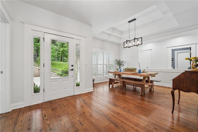 2945 Ashbyrn Ct, Buford, GA 30519 - foyer entrance featuring a tray ceiling, hardwood / wood-style flooring, healthy amount of natural light, and baseboards