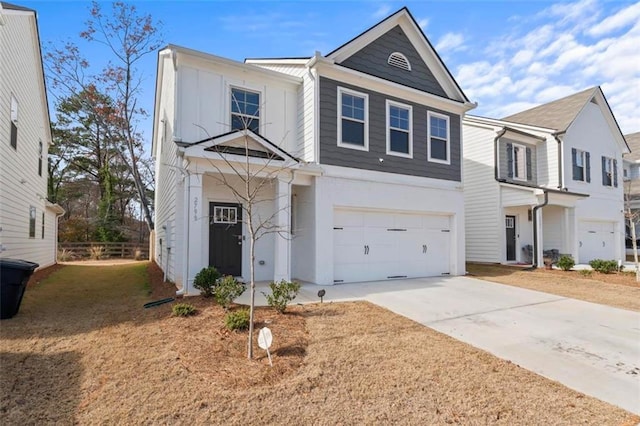 view of front of property featuring a garage