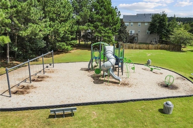 view of play area featuring a yard