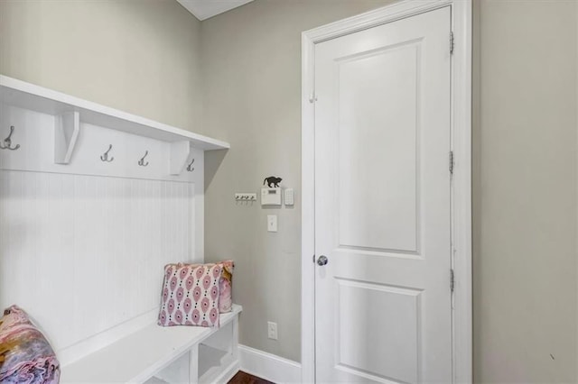 mudroom featuring wood-type flooring