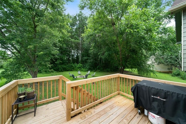 427 Pleasant Way, Temple, GA 30179 - wooden deck with area for grilling and a yard