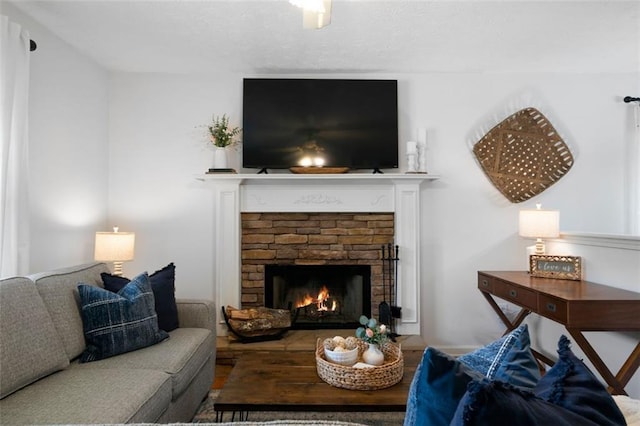427 Pleasant Way, Temple, GA 30179 - living area featuring a fireplace and wood finished floors