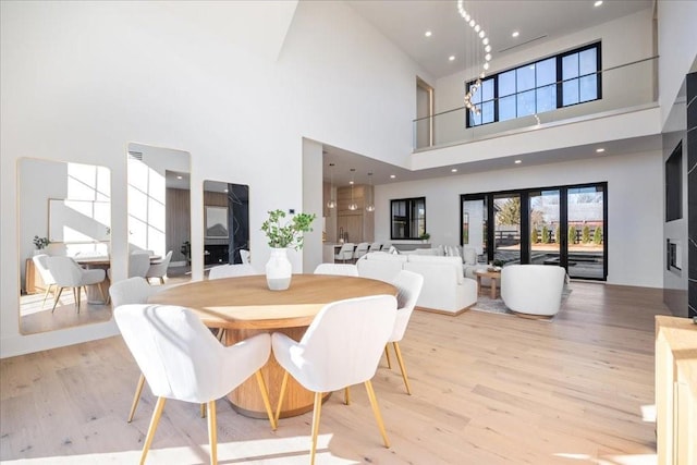 dining room with light wood-type flooring