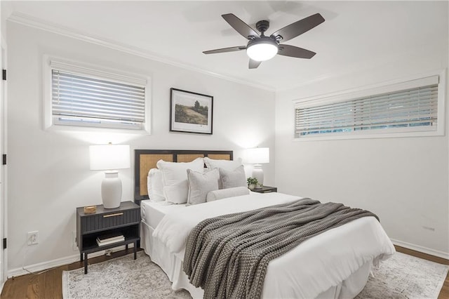 2070 Drew Valley Rd NE, Brookhaven, GA 30319 - bedroom featuring crown molding, wood finished floors, and ceiling fan