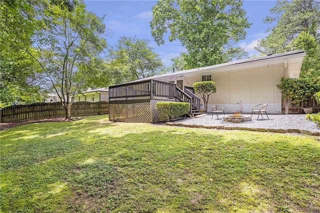 2070 Drew Valley Rd NE, Brookhaven, GA 30319 - view of yard featuring a fire pit, a deck, and stairway