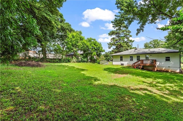 629 Dunton Cir SE, Smyrna, GA 30082 - view of grassy yard with a wooden deck