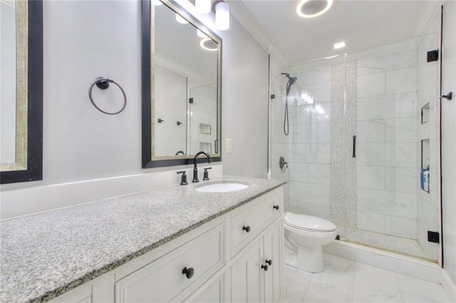 2944 Berry Rd, Loganville, GA 30052 - bathroom with toilet, marble finish floor, and a stall shower