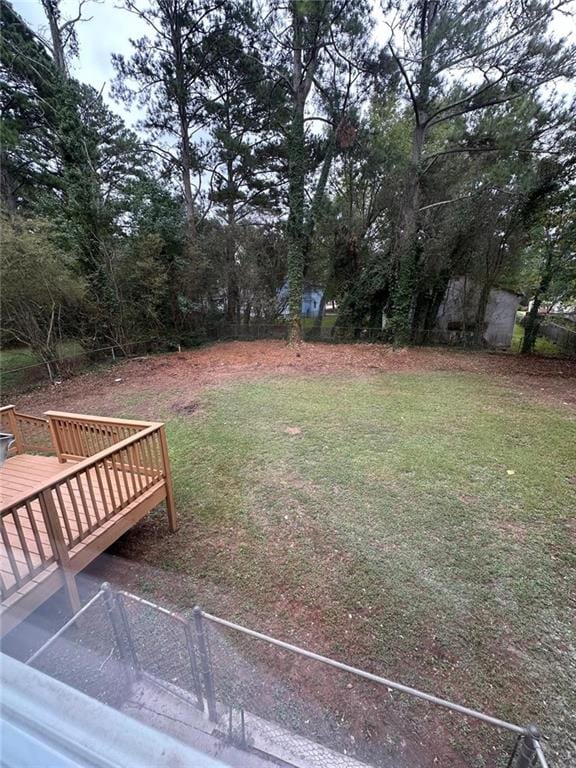 view of yard featuring a deck