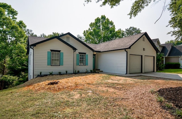 515 Allens Landing Ct, Lawrenceville, GA 30045 - single story home featuring a garage, concrete driveway, roof with shingles, and a front yard
