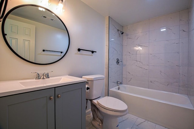515 Allens Landing Ct, Lawrenceville, GA 30045 - bathroom with marble finish floors, toilet, vanity, and  shower combination