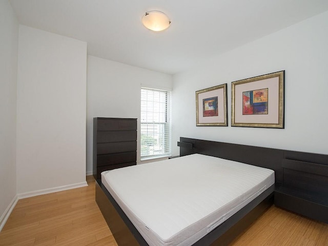 bedroom with light hardwood / wood-style floors