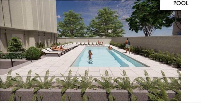 view of swimming pool featuring a patio