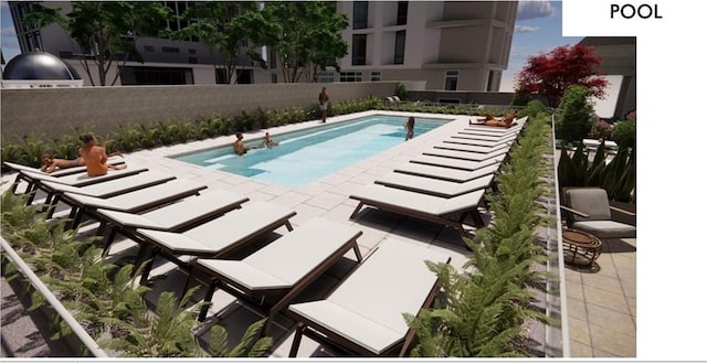 view of pool featuring a patio