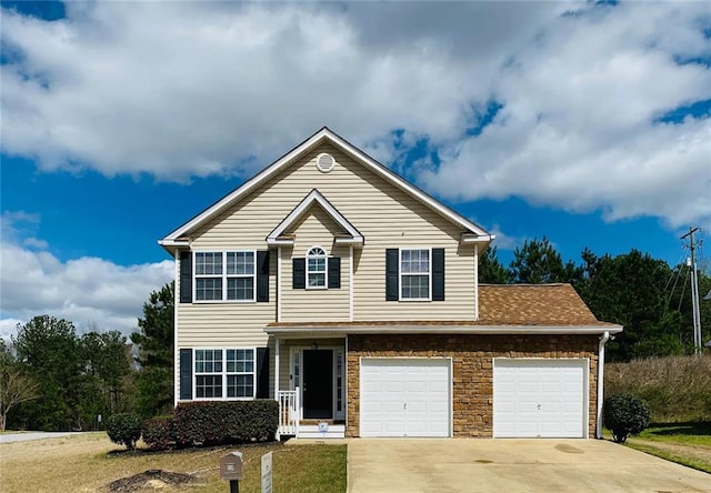 view of front of house with a garage