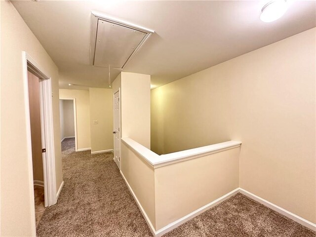 hallway featuring carpet flooring