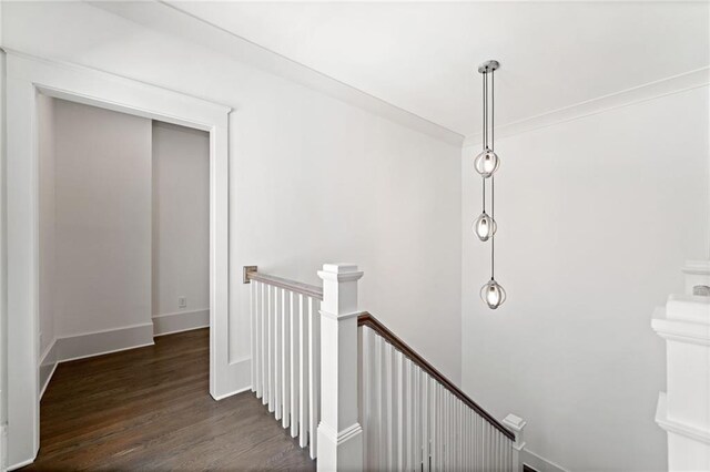 office space with an AC wall unit, french doors, dark wood-style floors, and recessed lighting