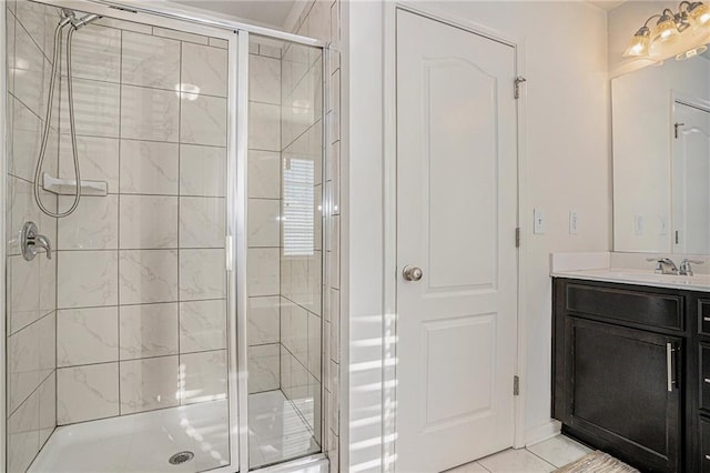 full bathroom featuring a shower stall and vanity