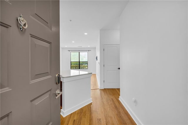 hall featuring light wood-type flooring