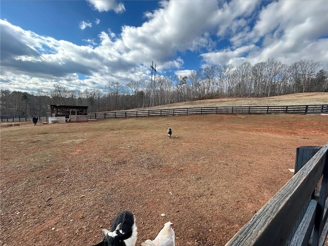 view of yard featuring a rural view