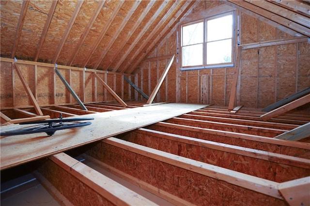 view of unfinished attic