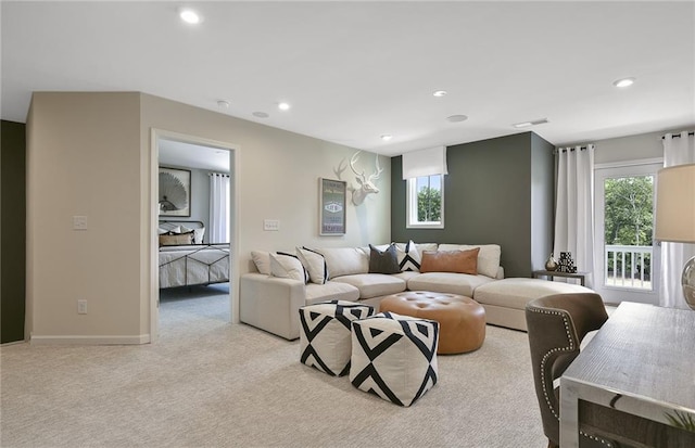 4297 Azalea Ridge Way, Hoschton, GA 30548 - living room with plenty of natural light, recessed lighting, and light colored carpet