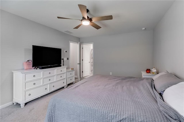 119 Sourwood Ln, Temple, GA 30179 - bedroom featuring light colored carpet, a ceiling fan, baseboards, and visible vents