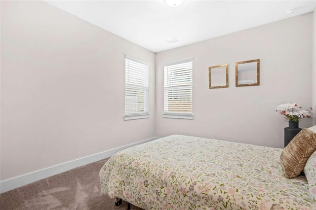 bedroom with baseboards and carpet floors