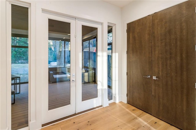 1045 Shepherds Ln NE, Atlanta, GA 30324 - entryway with french doors and light wood-type flooring