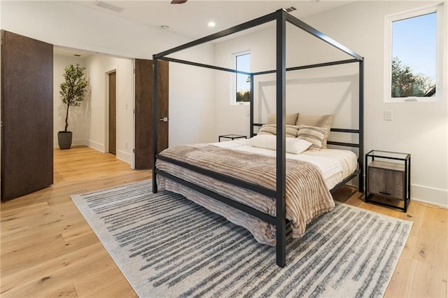 1045 Shepherds Ln NE, Atlanta, GA 30324 - bedroom featuring visible vents, recessed lighting, baseboards, and light wood-style floors