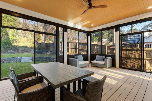 1045 Shepherds Ln NE, Atlanta, GA 30324 - sunroom / solarium featuring ceiling fan and outdoor dining space