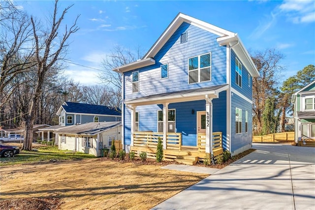 view of front of home featuring covered porch