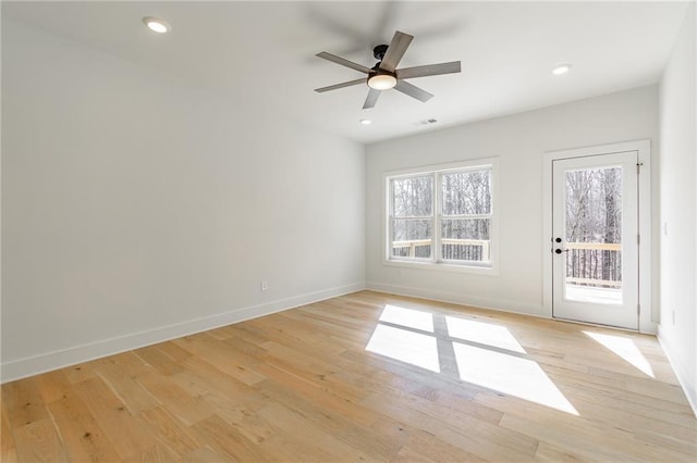 5808 Swinging Gate Rd, Gainesville, GA 30506 - empty room with baseboards, ceiling fan, recessed lighting, and light wood-style flooring