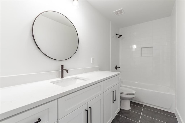 5808 Swinging Gate Rd, Gainesville, GA 30506 - full bath featuring visible vents, tile patterned flooring, vanity, toilet, and shower / bathing tub combination