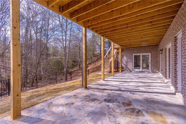 5808 Swinging Gate Rd, Gainesville, GA 30506 - view of patio / terrace with a fenced backyard and stairway
